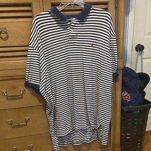 Blue and white striped Polo